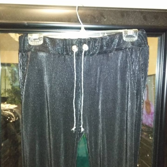 2 Pair Metallic Stretch Pants Drawstring - Picture 2 of 5